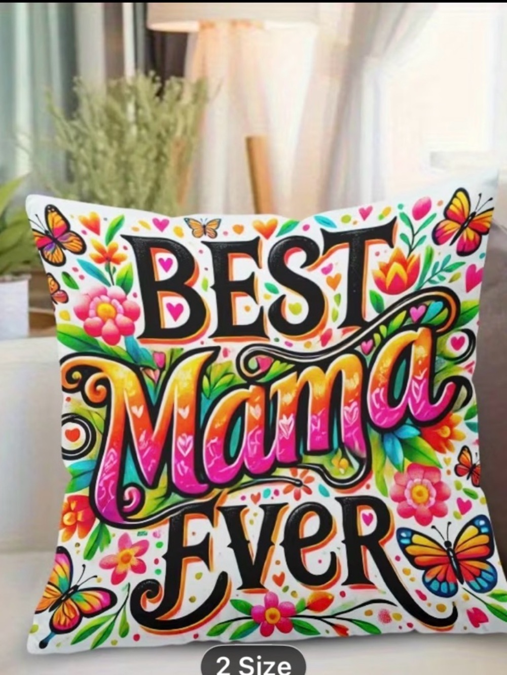 Best Mama Ever Colorful Floral Print pillow COVER